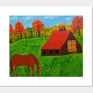 Horse By The Barn Posters and Art